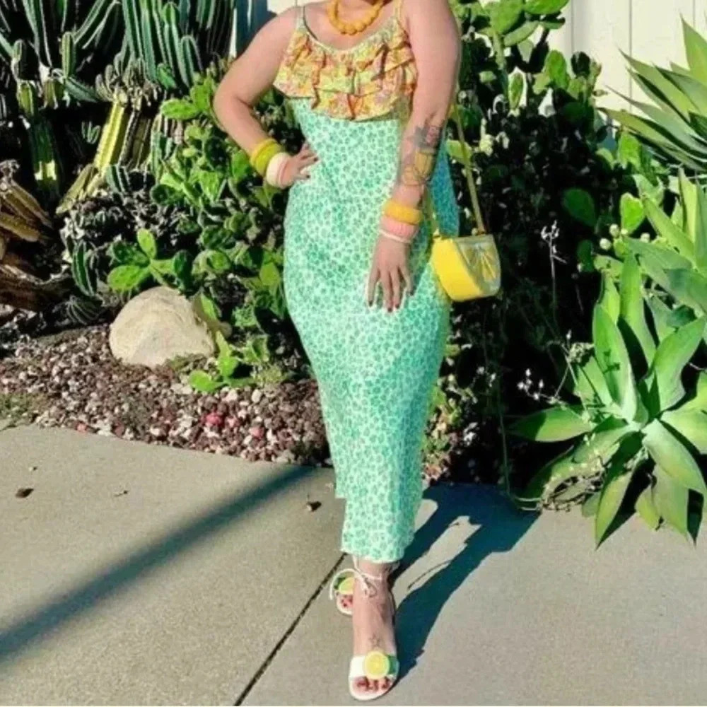 Limited “Rixo” green animal print maxi dress / size small / leopard / - Picture 2 of 11